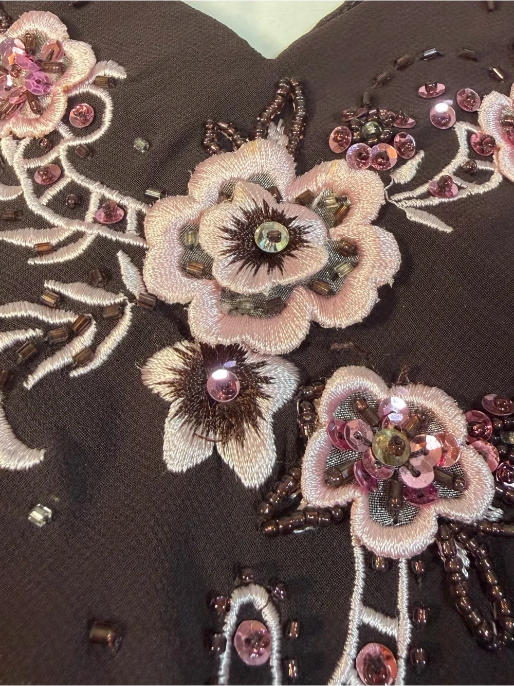 R&M Richards Floral Embroidered Beaded Midi Dress 14W Y2K Fairy 90s Whimsigoth